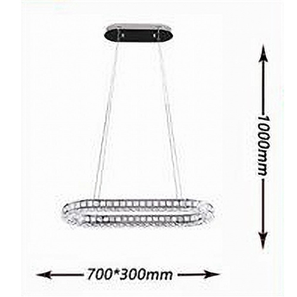 Trade Shop - Lampadario Led Soffitto 38w Sospeso 1 Ellisse In Cristallo Luce Fredda 8000k B69 -