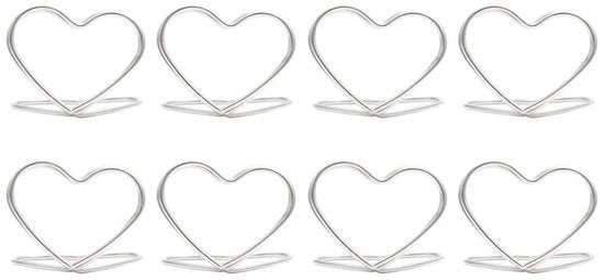 Houder diario metallico a cuore a doppia faccia per cartellini foto e note (argento)