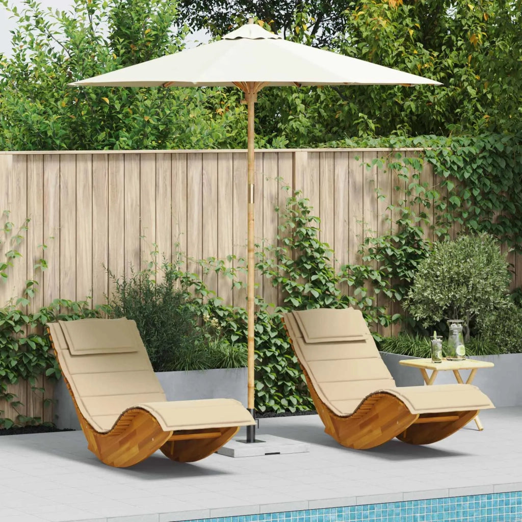 Ombrello da giardino-Ombrellone da spiaggia Bianco Crema ? 240 x 260 cm Bamb¨´