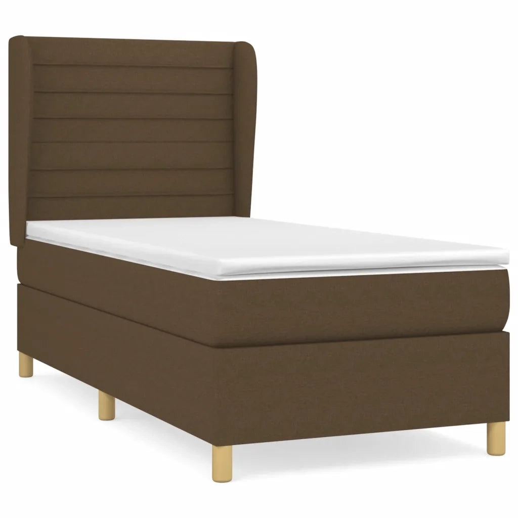 Giroletto a Molle con Materasso Marrone Scuro 90x190cm Tessuto 3128568