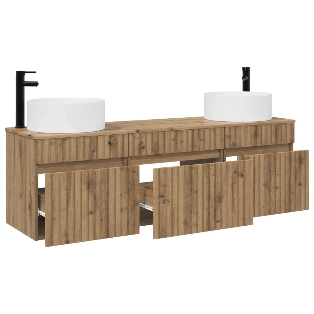 Set di Armadi da Bagno 3 pz Rovere Artigianale 3405786