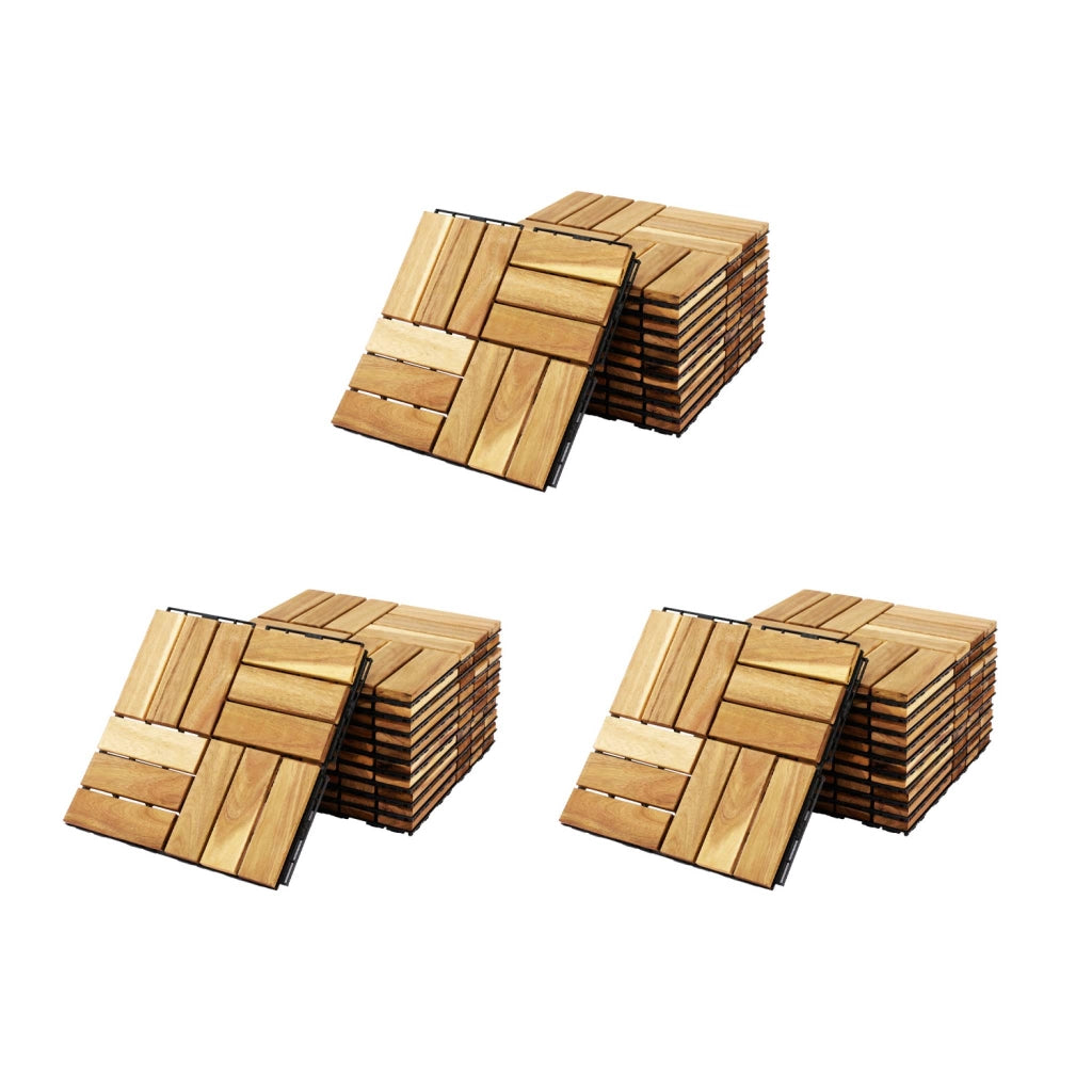 Set di piastrelle per patio in legno, 30x30cm, marrone naturale