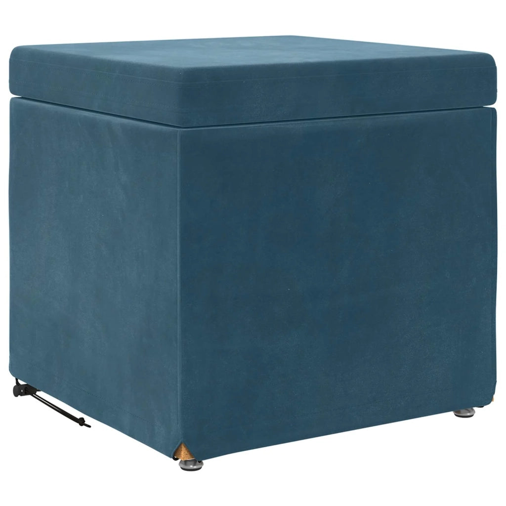 Pouf Blu 41 x 41 x 40 cm Velluto e Legno Ingegnerizzato
