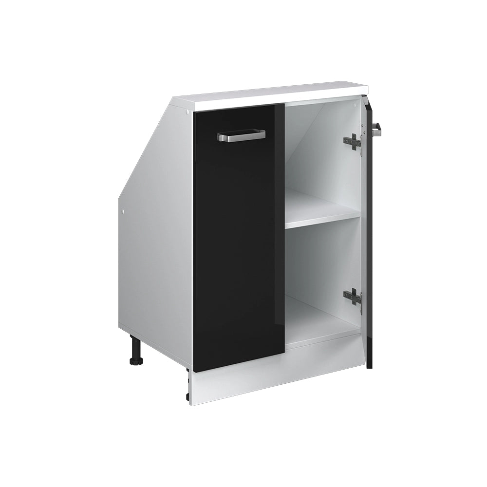 Mobile sottotetto Rion Nero lucido/Bianco con 2 porte Vicco