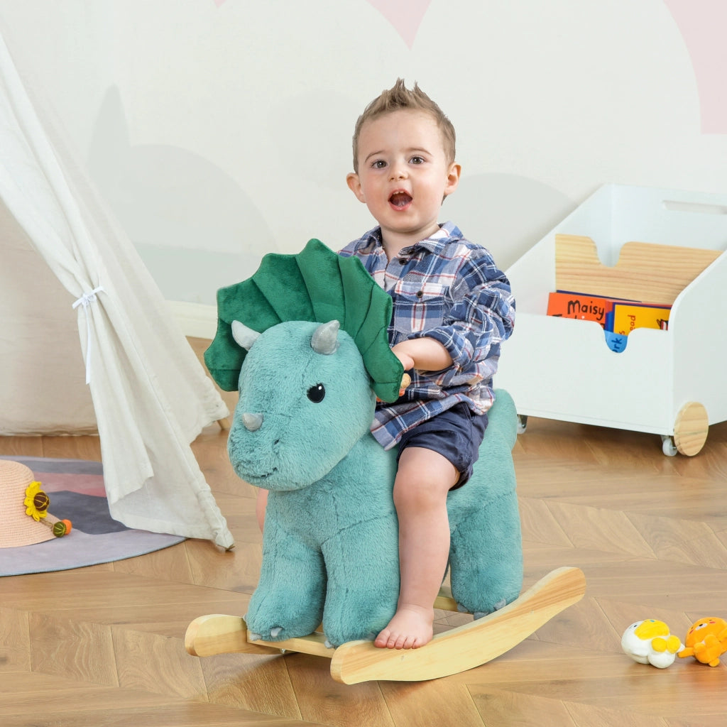 Giocattolo Dinosauro a Dondolo con Suono ¨C zephmum ¨C Verde Legno di Pioppo