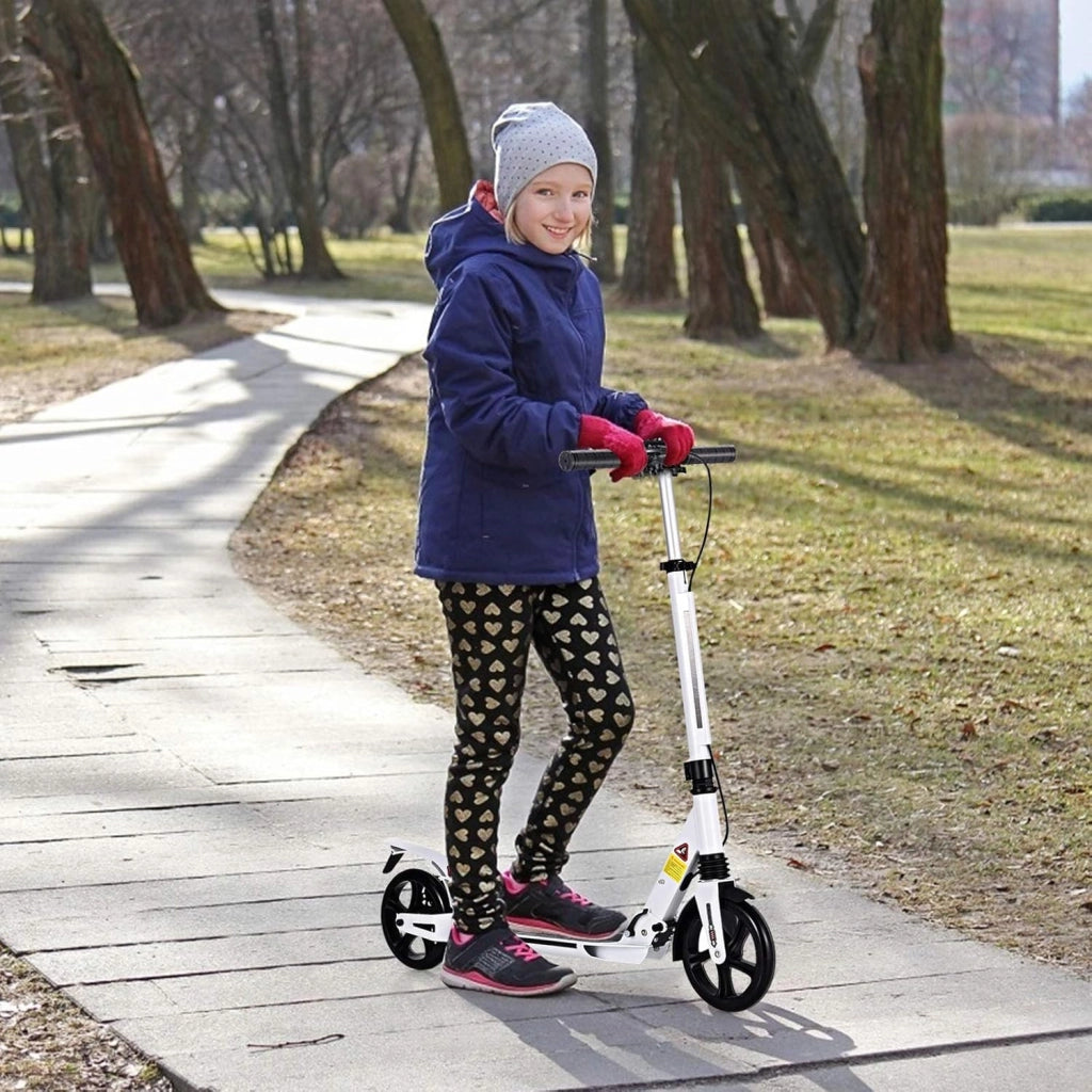 Scooter pieghevole con 2 ruote e freno, monopattino per bambini con 3 altezze regolabili, skateboard, carico fino a 100 kg, per bambini oltre 8 anni e adulti