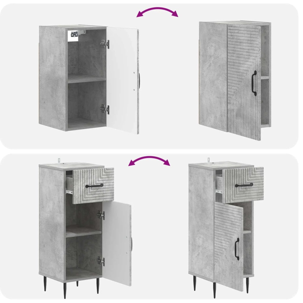 Set di Mobili da Bagno da 4 Pezzi HAARLEM Grigio Cemento 3417939