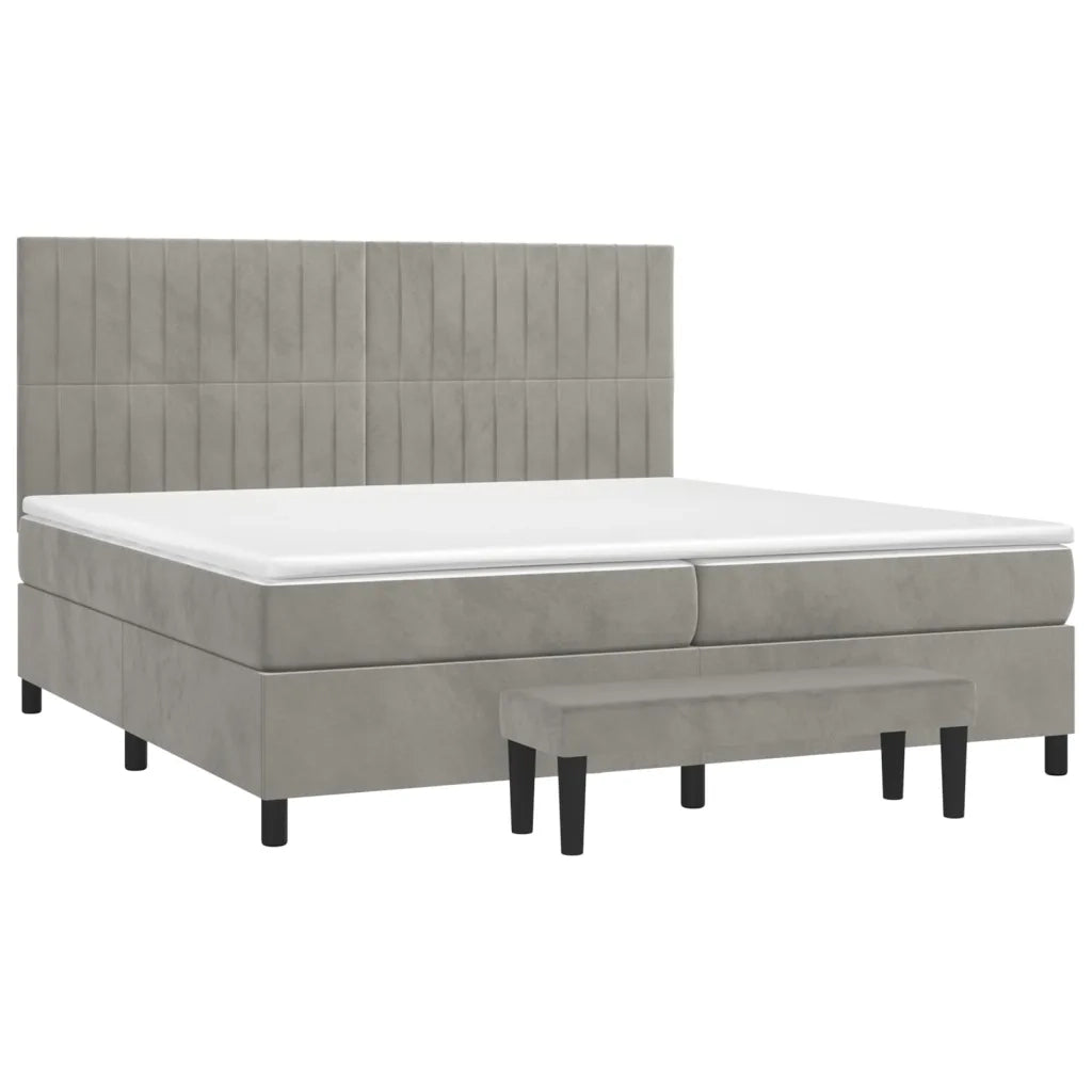 Giroletto a Molle con Materasso Grigio Chiaro 200x200cm Velluto cod mxl 61673