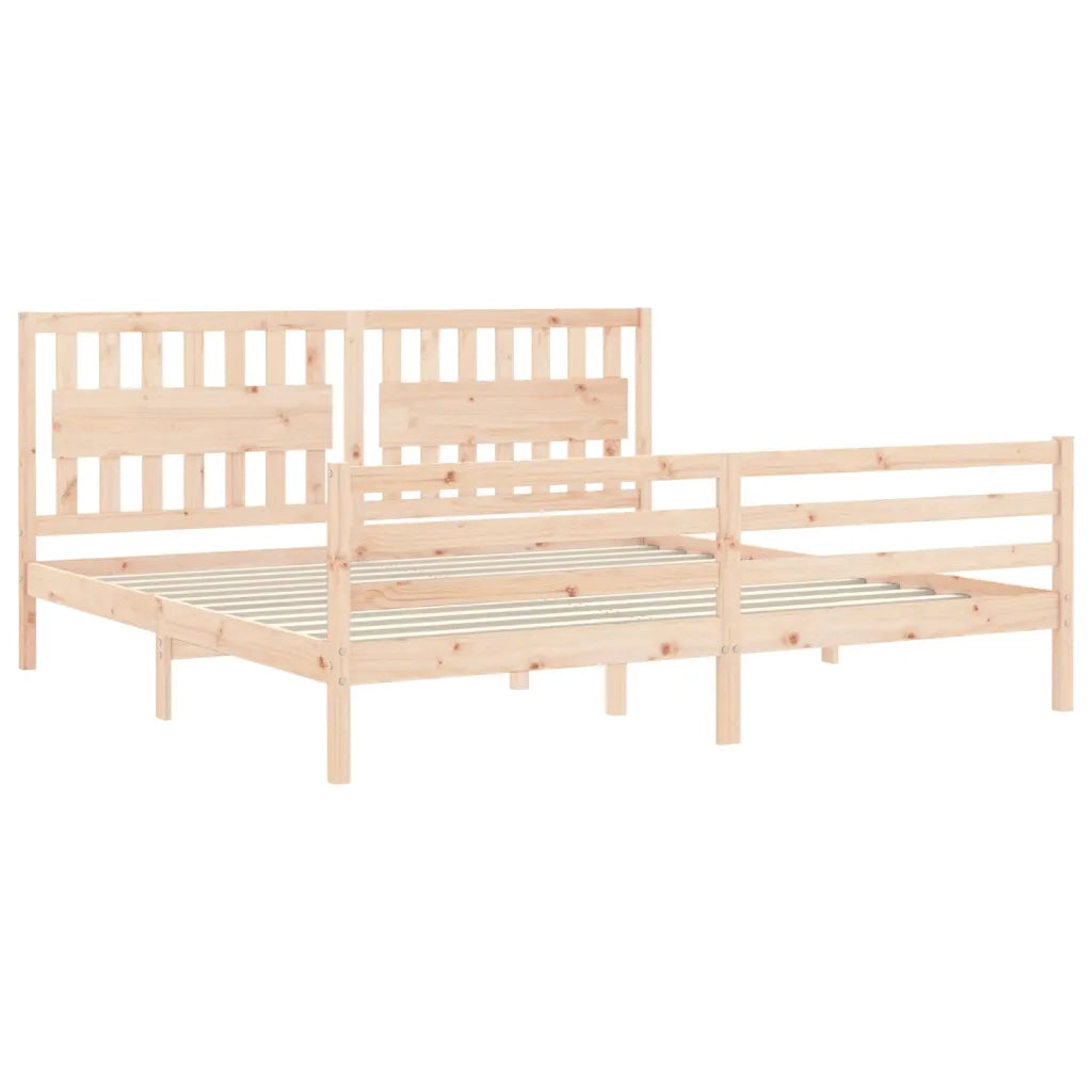 Giroletto con Testiera-Struttura Letto con testiera 200x200 cm in Legno Massello 394934