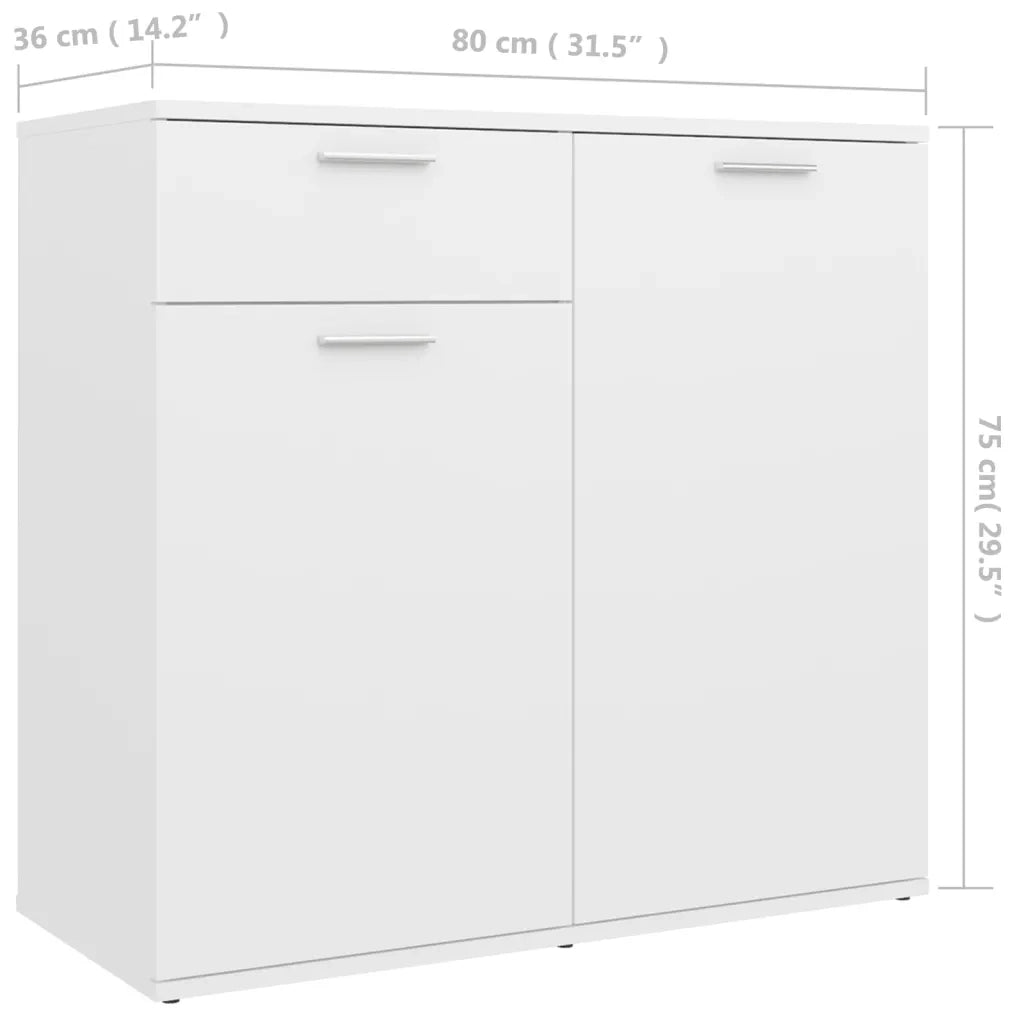 Credenza Bianca 80x36x75 cm in Legno Multistrato 805770