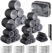Set di 60 rotelle per capelli - Perfetto per volume - Nero - Adatto per tutti i tipi di capelli - Inclusi clip metallici - Adatto per uso domestico