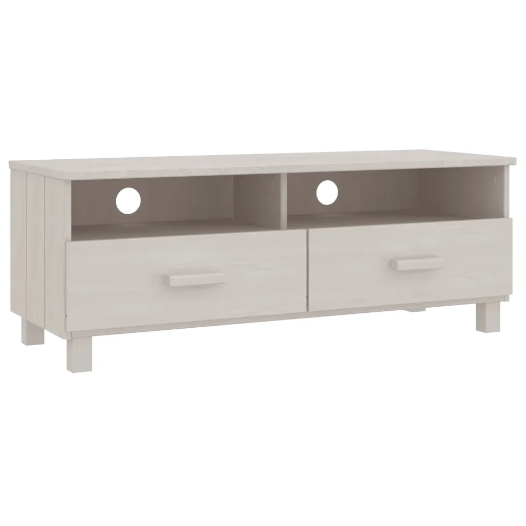 Mobile TV HAMAR Bianco 106x40x40 cm in Legno Massello di Pino 340469