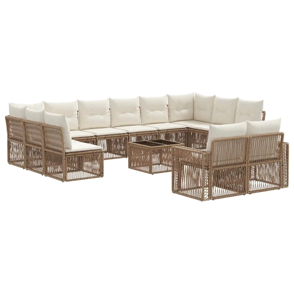 Set Divano da Giardino 13 pcs Beige e Bianco Crema polyrattan 3435273
