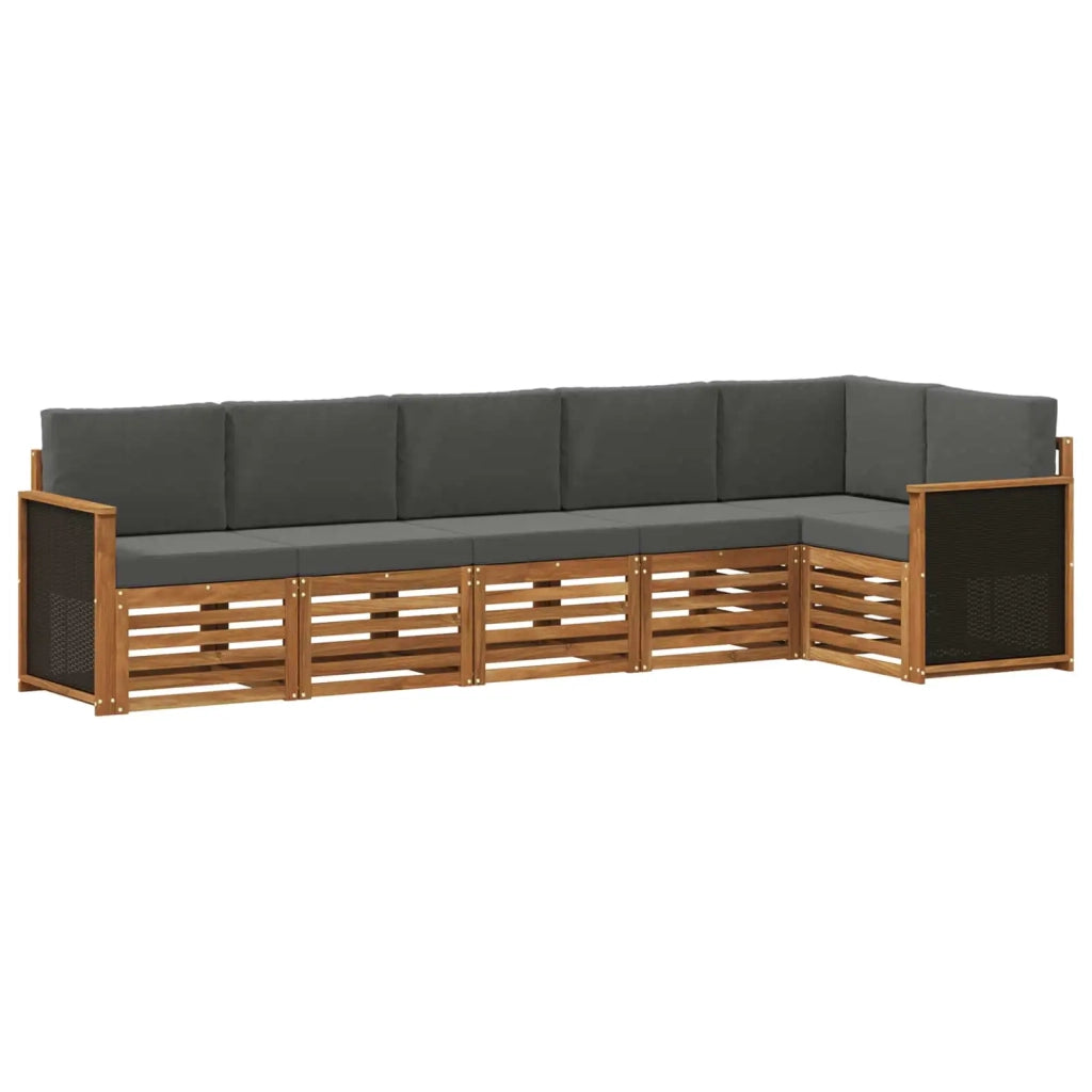 Set divano sezionale con cuscino 5 pcs Naturale e Antracite 3384403