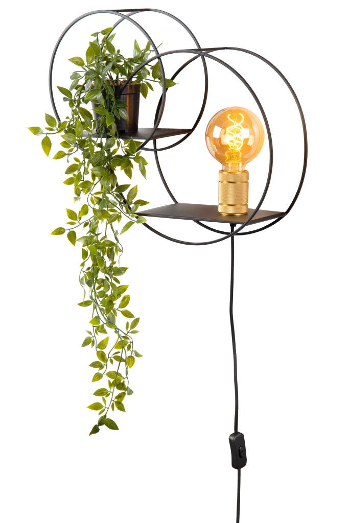 Applique con mensola CIRCLE nero/oro E27 40W Lucide