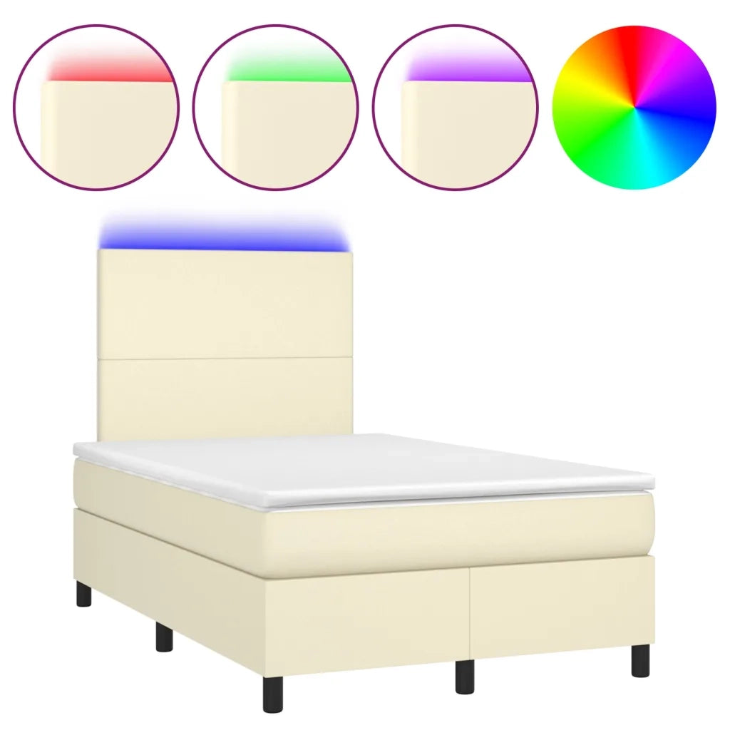 Giroletto Molle con Materasso e LED Crema 120x200cm Similpelle cod mxl 55970