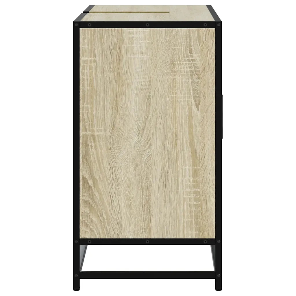 Mobiletto per Lavabo da Bagno-Armadietto da bagno Rovere Sonoma 80x33x60 cm Legno Massello