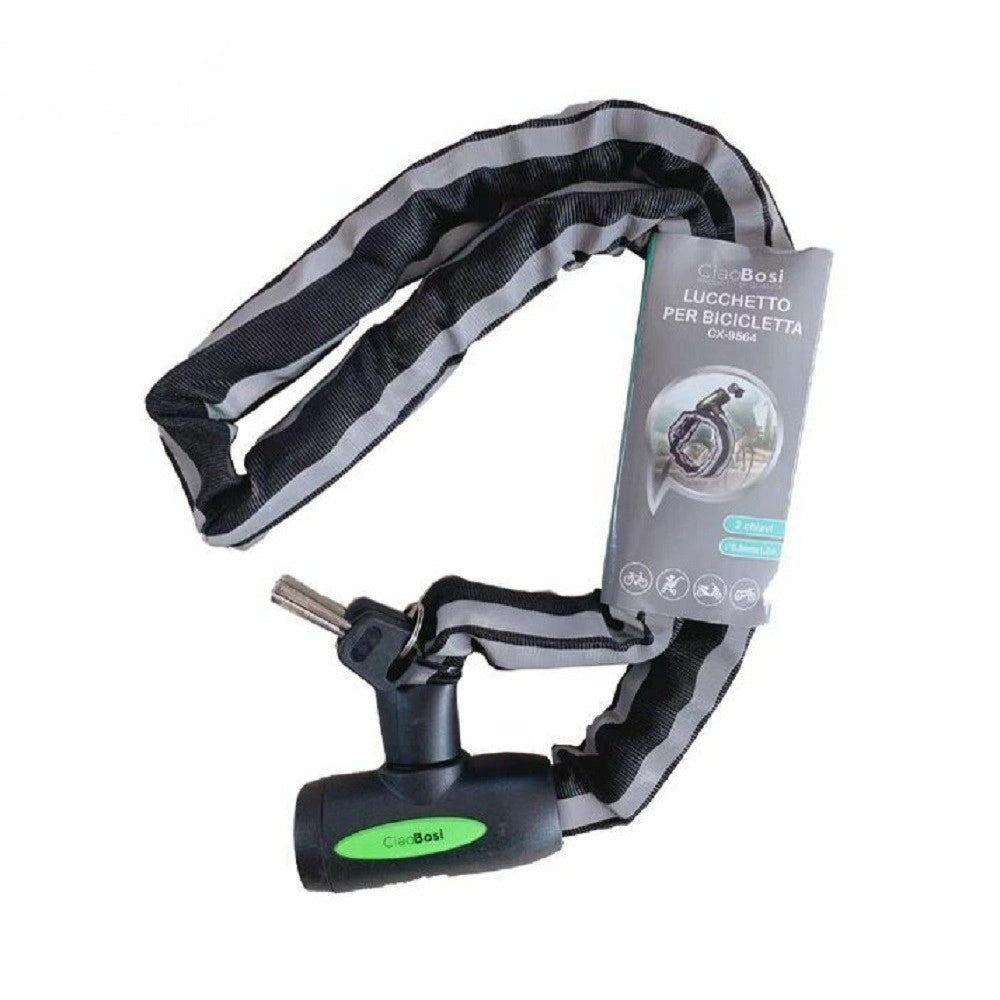 Trade Shop - Catena Sicurezza Antifurto Lucchetto Bicicletta Scooter Rivestita Tessuto Cx-9564 -