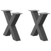 Set di 2 gambe per tavolino da caffè a forma di X robuste e regolabili 60 x 43 cm design moderno acciaio antracite 02_0057234