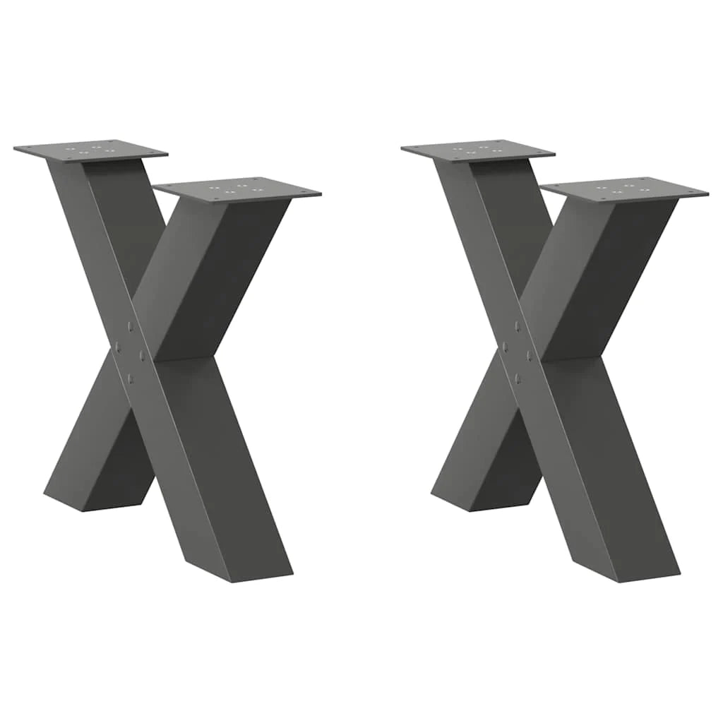 Set di 2 gambe per tavolino da caffè a forma di X robuste e regolabili 60 x 43 cm design moderno acciaio antracite 02_0057234