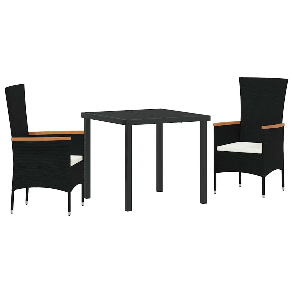 Set da Pranzo per Giardino con cuscino 3 pcs Nero 3379422
