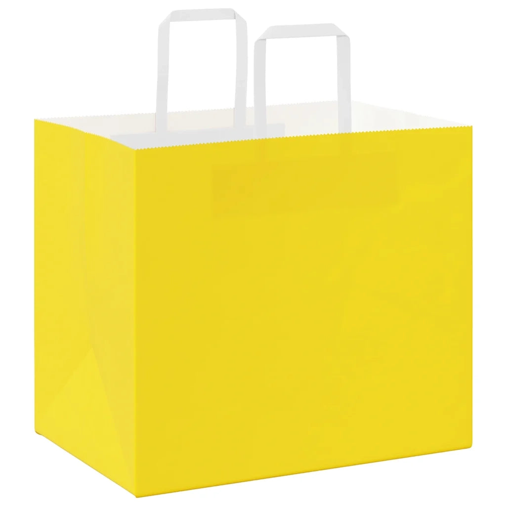Sacchetti di Carta 250 pz con Manici Gialli 32x22x28 cm 4102016