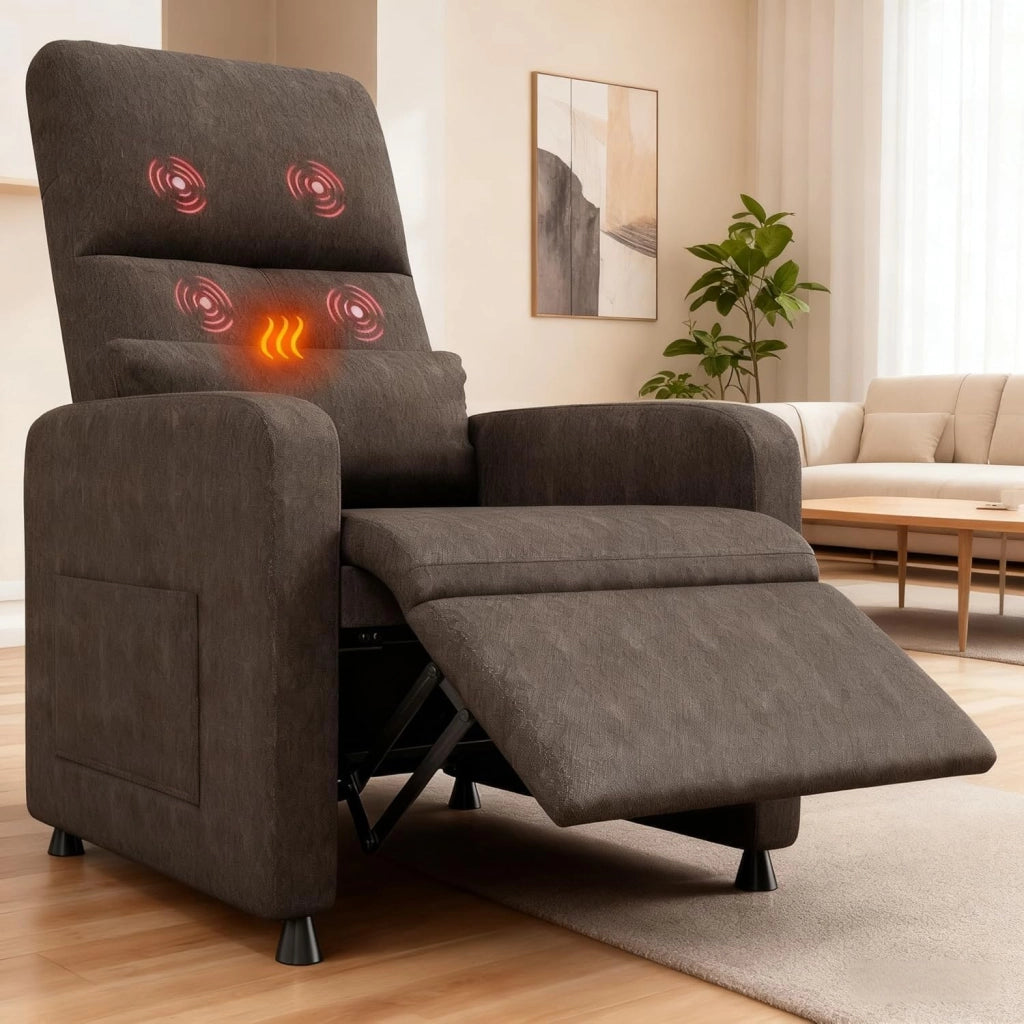 Poltrona Reclinabile Elettrica; Sedia Massaggiante 90°-165°; Poltrone Relax Elettriche con Riscaldamento; 4 Punti Massaggio; 2 Memorie Di Posizione; Poggiapiedi; Tasche Laterali;Portata 180kg; Marrone