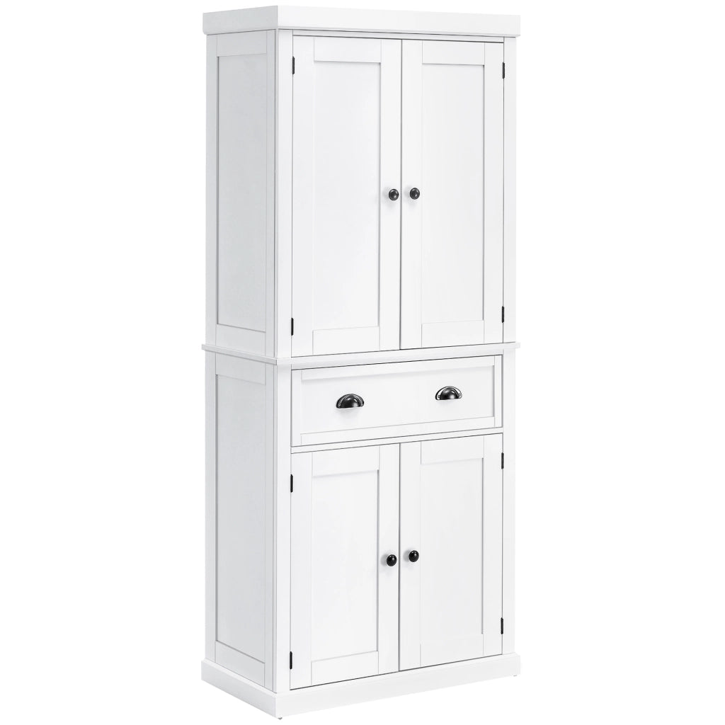 EasyComfort Mobile Cucina con Armadietto Superiore e Inferiore e Cassetto Centrale in Legno, 76x40.5x184 cm, Bianco