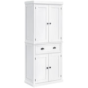 EasyComfort Mobile Cucina con Armadietto Superiore e Inferiore e Cassetto Centrale in Legno, 76x40.5x184 cm, Bianco
