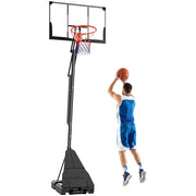 Canestro da Basket per Esterni con Base Riempibile, in Acciaio, PE e PC, 120x120x245-305 cm