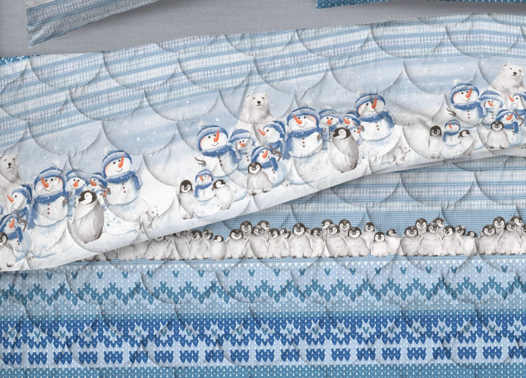 Trapunta Piumone Invernale Linea Pensieri Delicati Disegno Inverno Polare - Matrimoniale - Blu