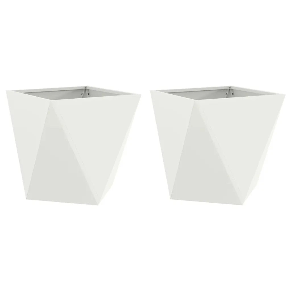 Fioriera 2 pcs Bianco 40 x 40 x 40 cm Acciaio