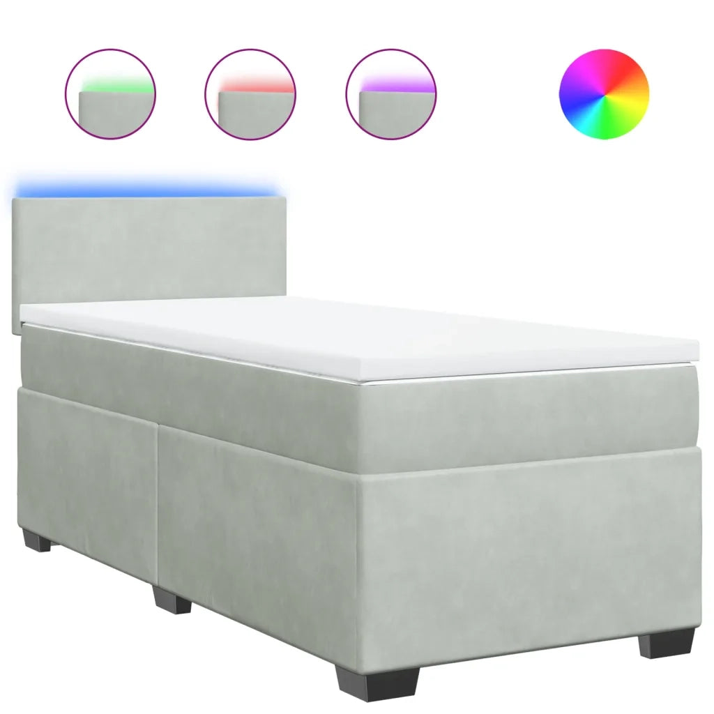 Giroletto a Molle con Materasso-Struttura Letto Grigio Chiaro 90x200 cm Velluto 500727