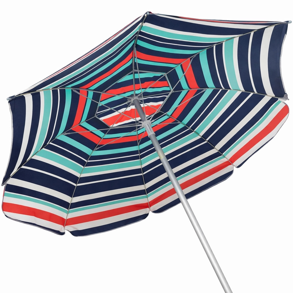 Ombrellone Mare Spiaggia 200 cm Antivento Alluminio UV50+ Inclinabile con Custodia e Trivella
