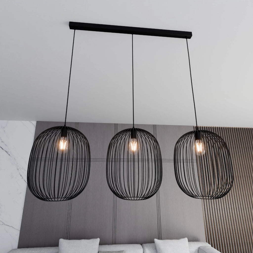 Lampadario a sospensione ONYX 3xE27 nero Emibig 120cm