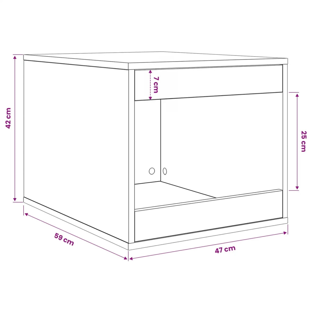 Rifugio per lettiera per gatti Rovere Nero 47 x 59 x 42 cm