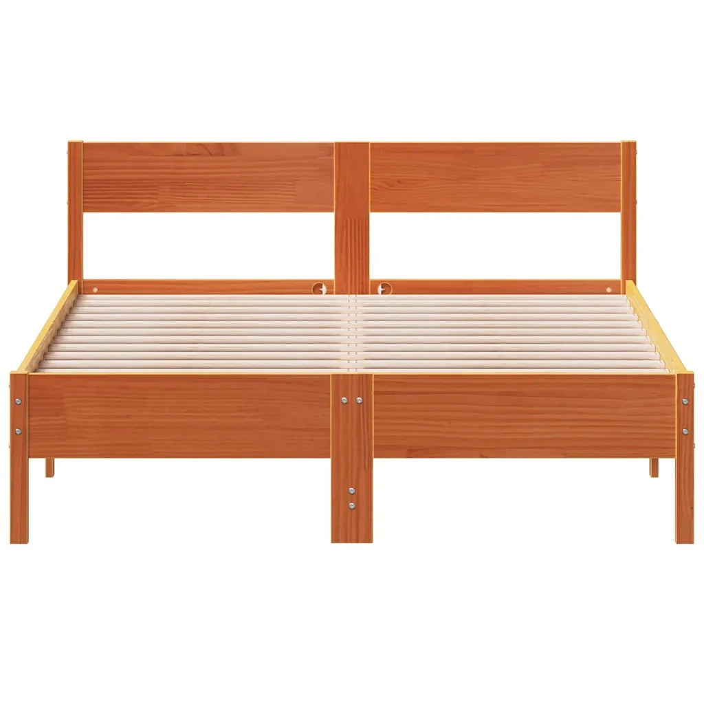 Letto senza Materasso Marrone Cera 150x200 cm in Legno di Pino