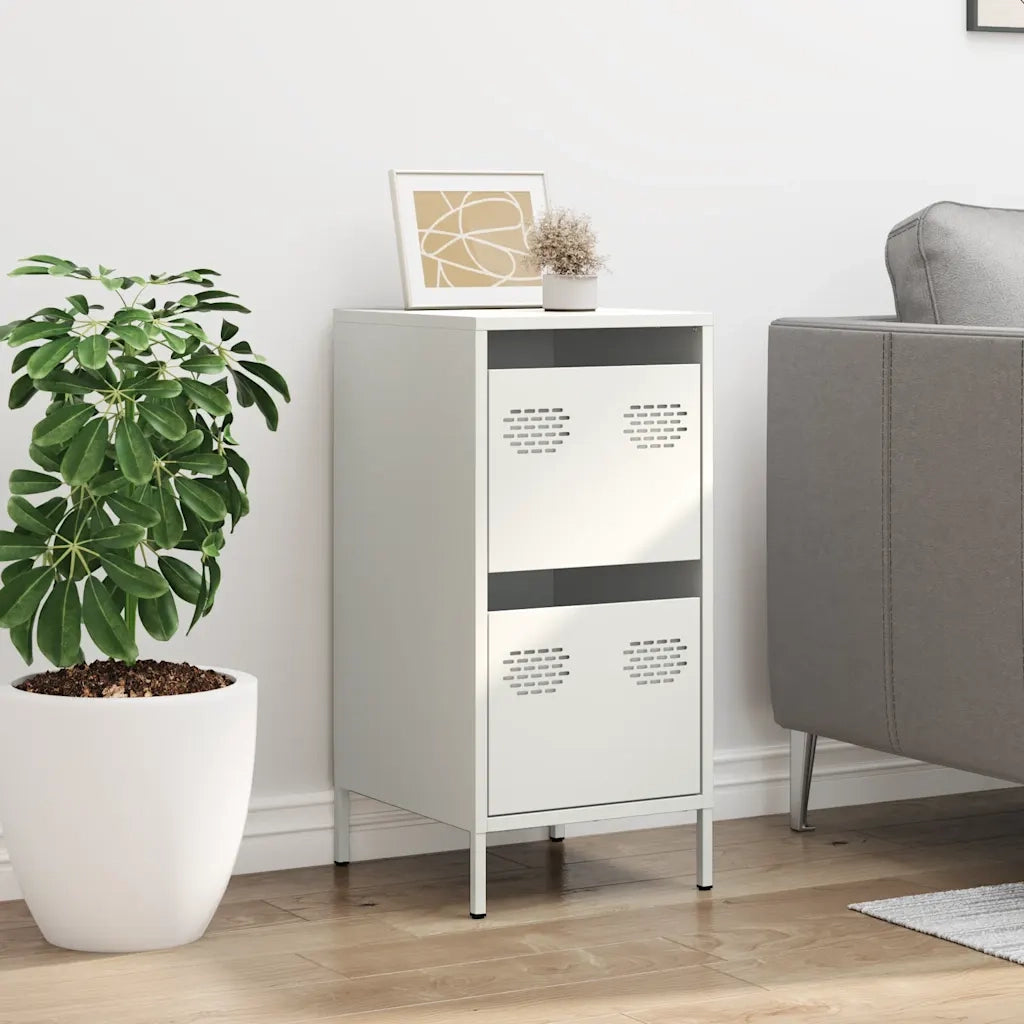 Credenza Bianca 35x39x73,5 cm in Acciaio Laminato a Freddo