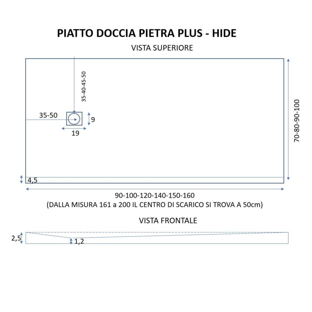 Piatto Doccia in Pietra 70x80 cm Bonussi Canton Nero