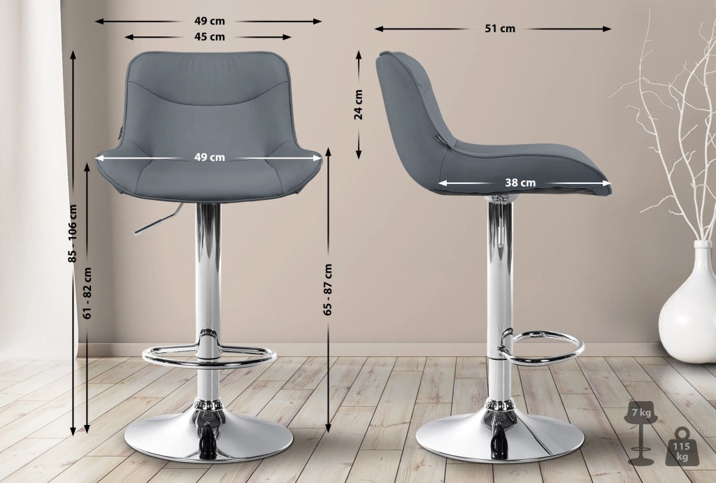 2er Set Barhocker Vonore Kunstleder chrom