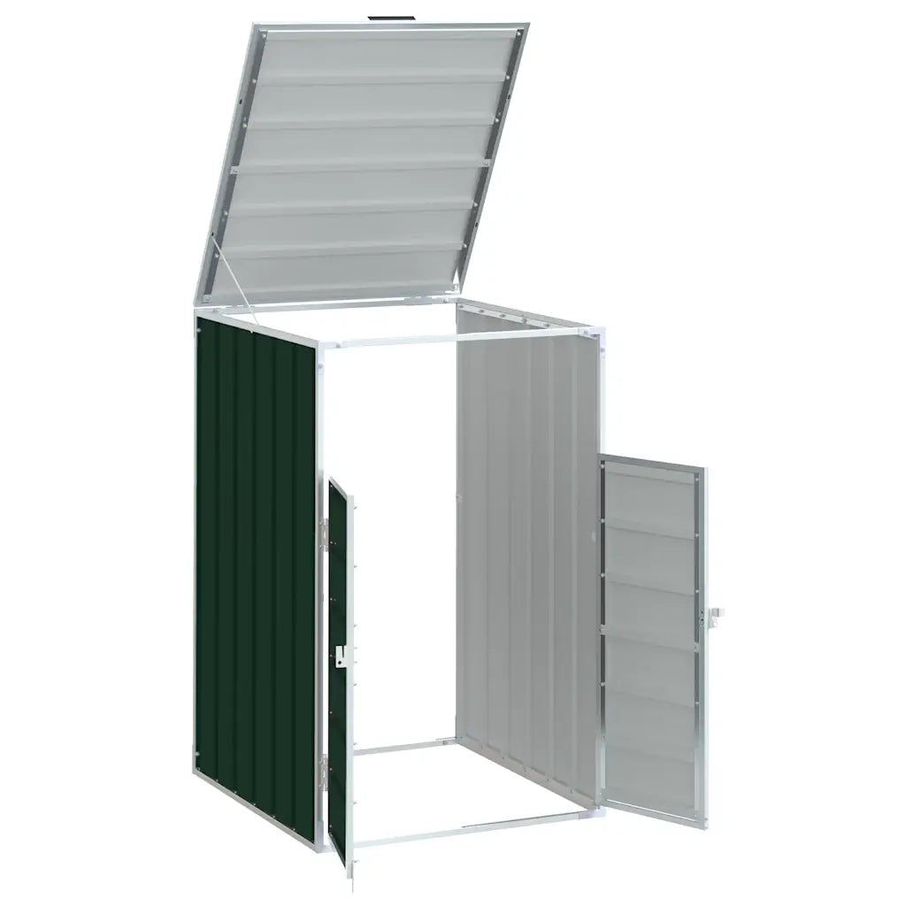 Copribidone con Ruote Bidone Singolo Verde 72x81x115cm Acciaio 4006171
