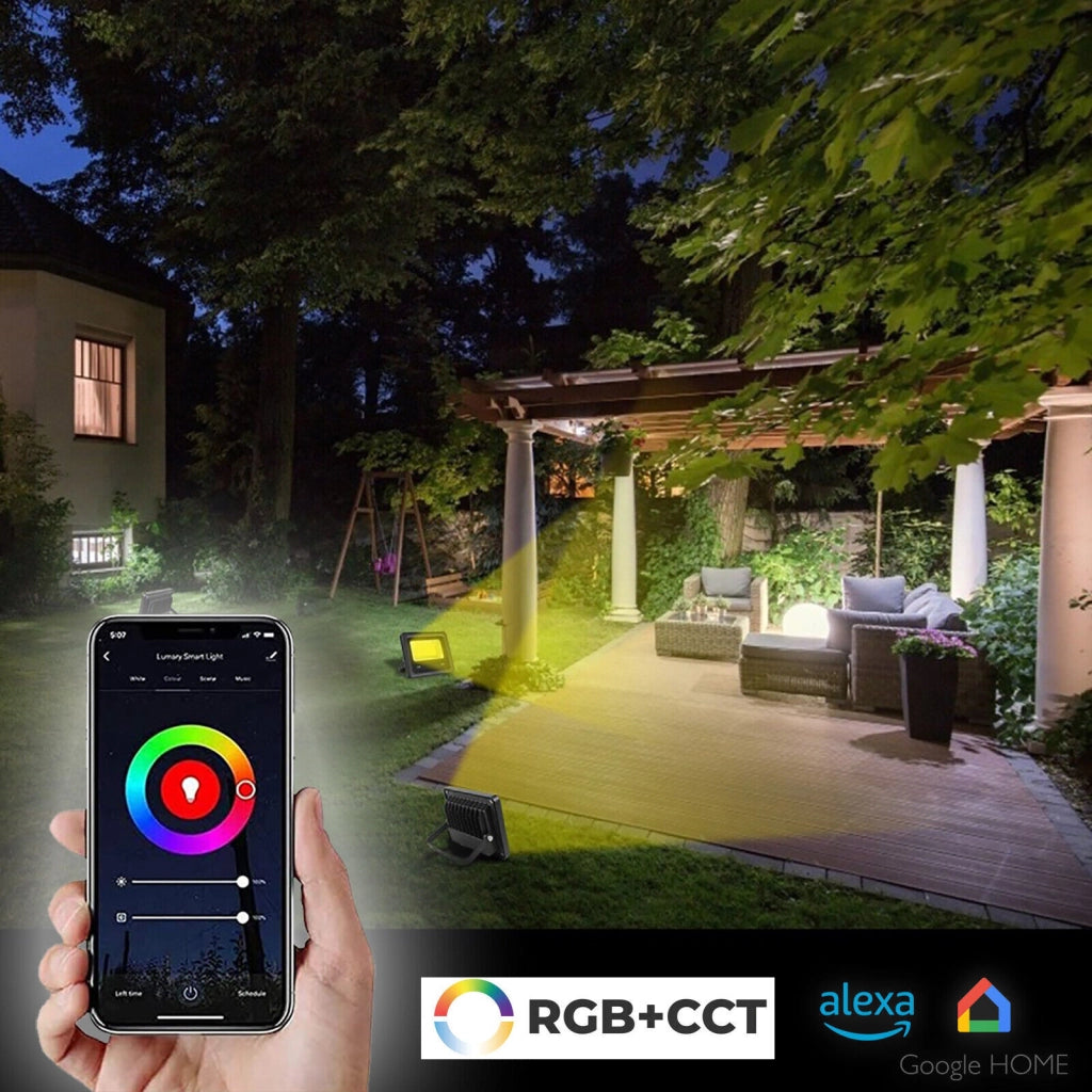 Faro a Led RGB da Esterno IP65 Smart Compatibile Google Alexa da 50W Proiettore