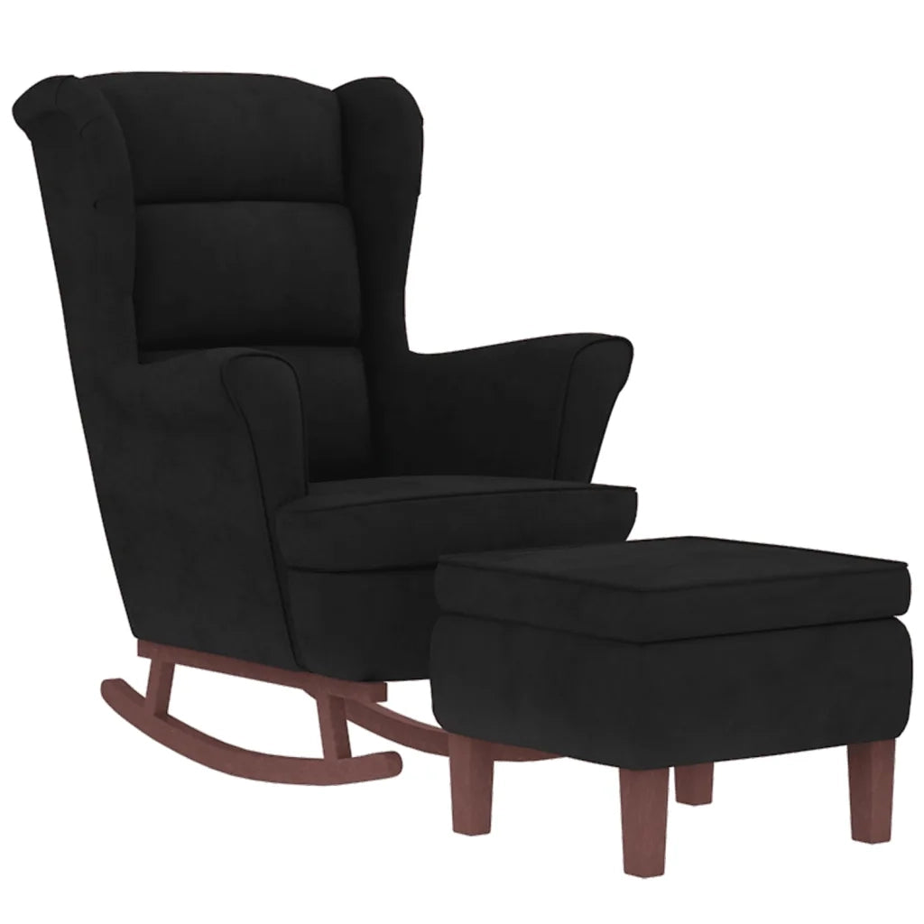 Sedia a dondolo con schienale alto in velluto nero CFW6868339