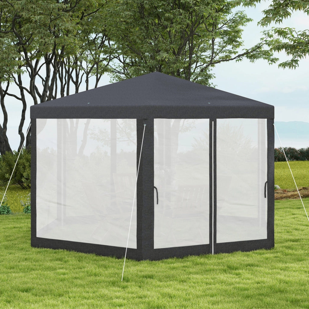 Gazebo da Giardino Esagonale con Doppio Ingresso 3.94x3.94x2.5 m in Metallo e Poliestere Grigio