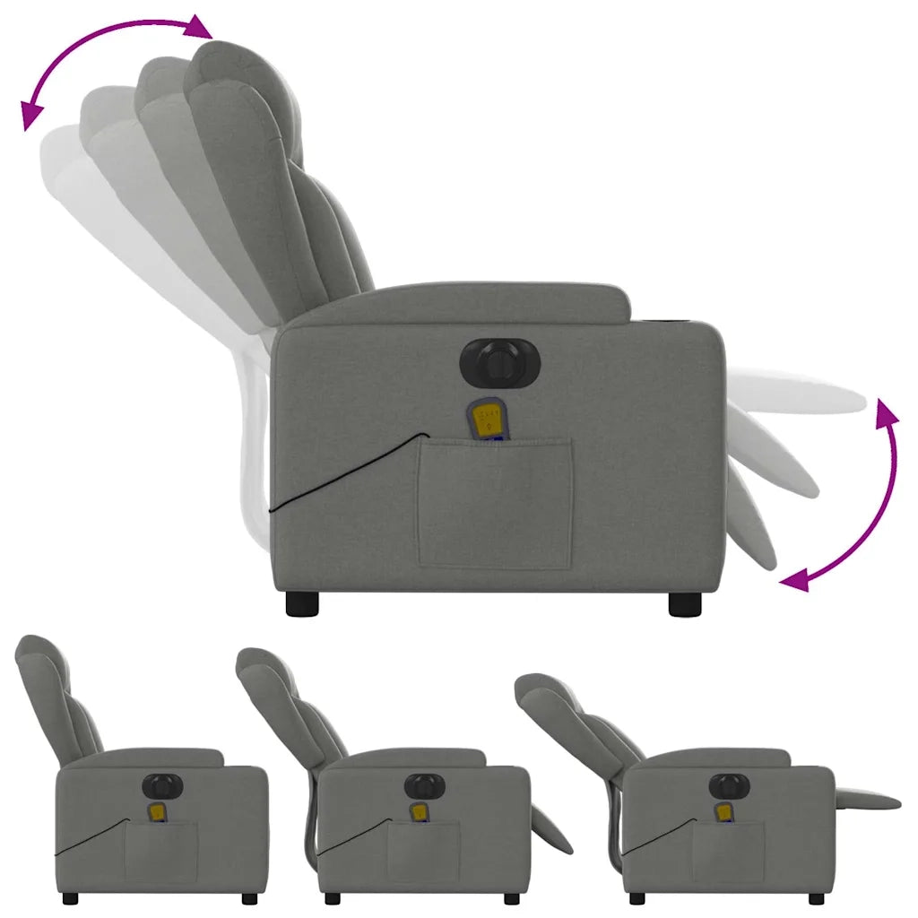 Poltrona Reclinabile Massaggio Elettrica Grigio Scuro Tessuto 3204471