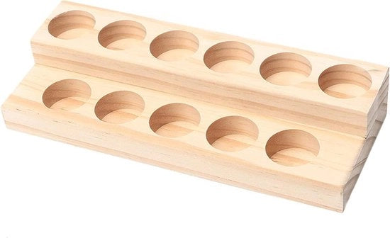 Organizzatore di Vernici per Unghie - Cassetto di Stoccaggio per Olii Essenziali e Cosmetici - Display con 11 Fessure - Mobile a Due Livelli in Legno di Abete per la Conservazione delle Vernici per Unghie
