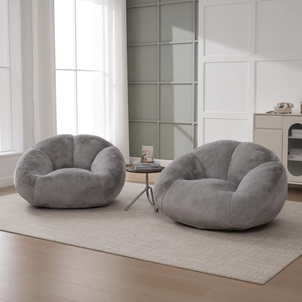 Divano Pouf Morbido in Peluche ¨C MINIMAL ¨C Grigio, Soggiorno