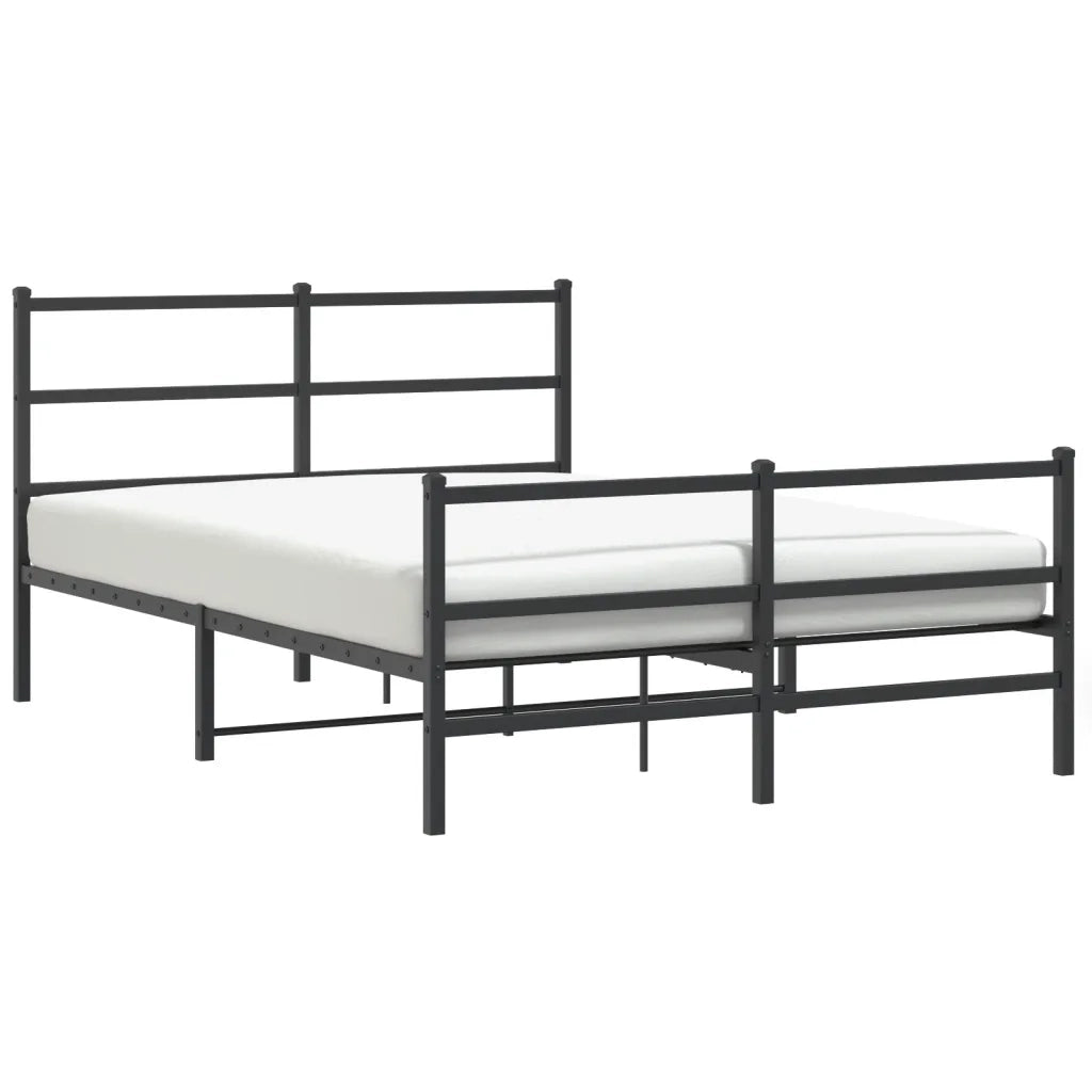 Giroletto con Testiera e Pediera-Struttura Letto Metallo Nero 135x190 cm 863480