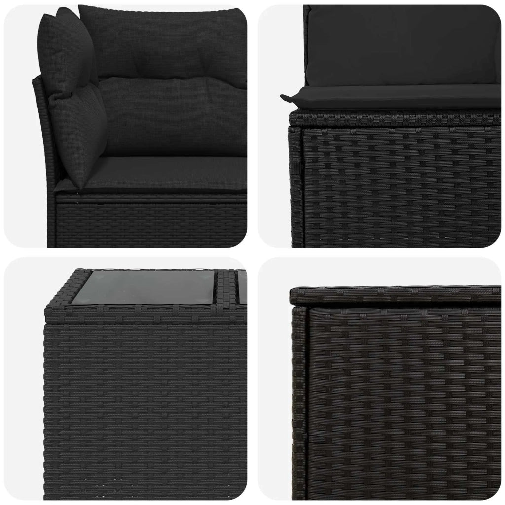 Set di divani 6 pz Nero Rattan sintetico e Acciaio 3447337