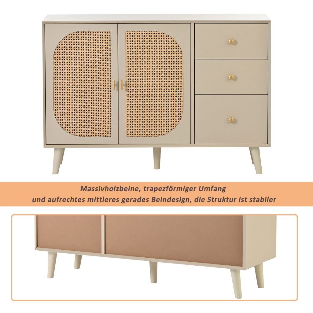 Credenza con 2 ante e 3 cassetti - per soggiorno e sala da pranzo - in truciolare - 120×40×82.5 cm - bianco